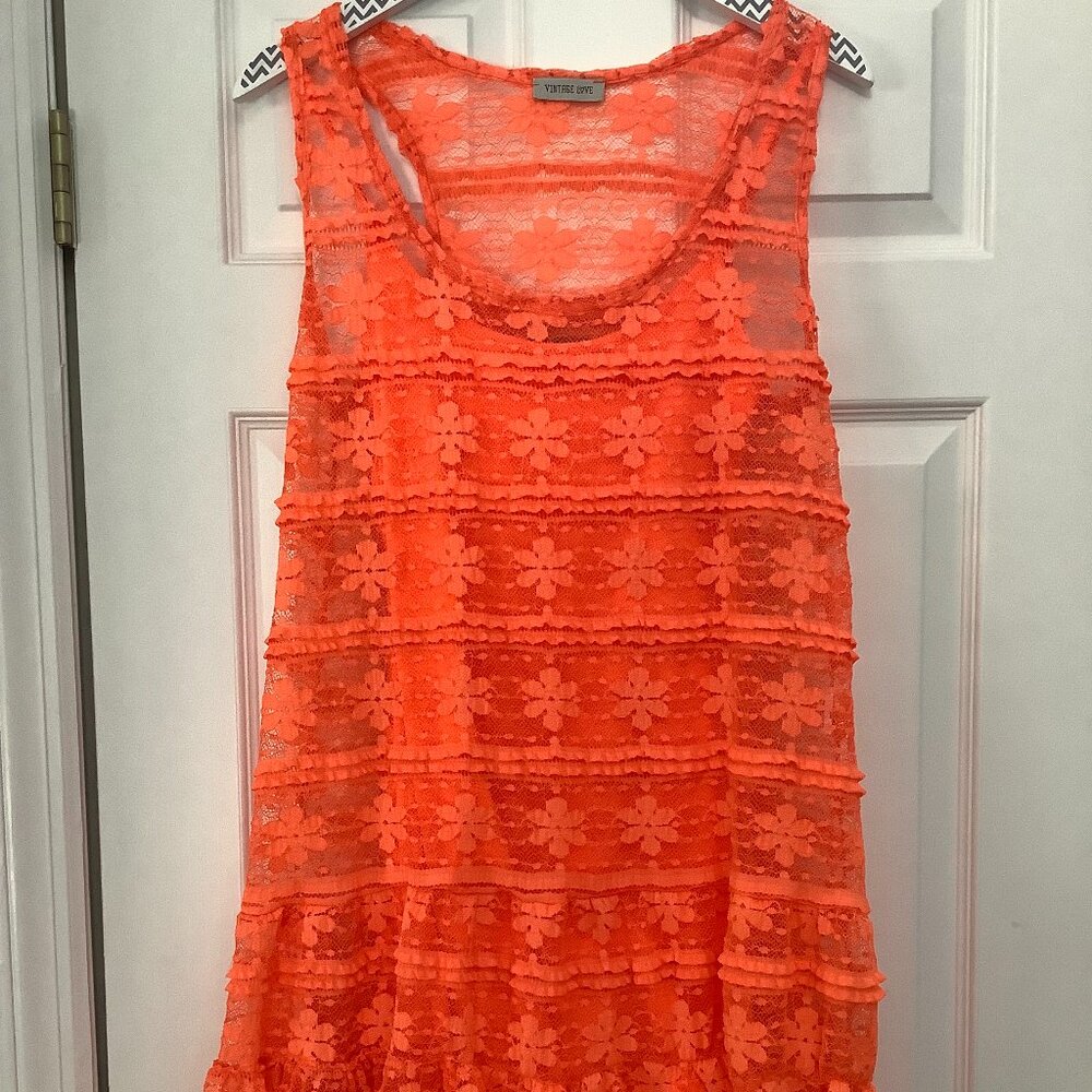 VINTAGE LOVE LACE ORANGE WOMEN Dress SZ M